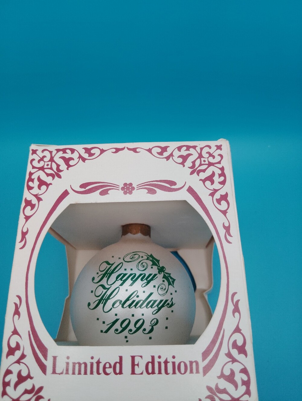 Limited Edition 'Happy Holidays 1993' White Holiday Ornament